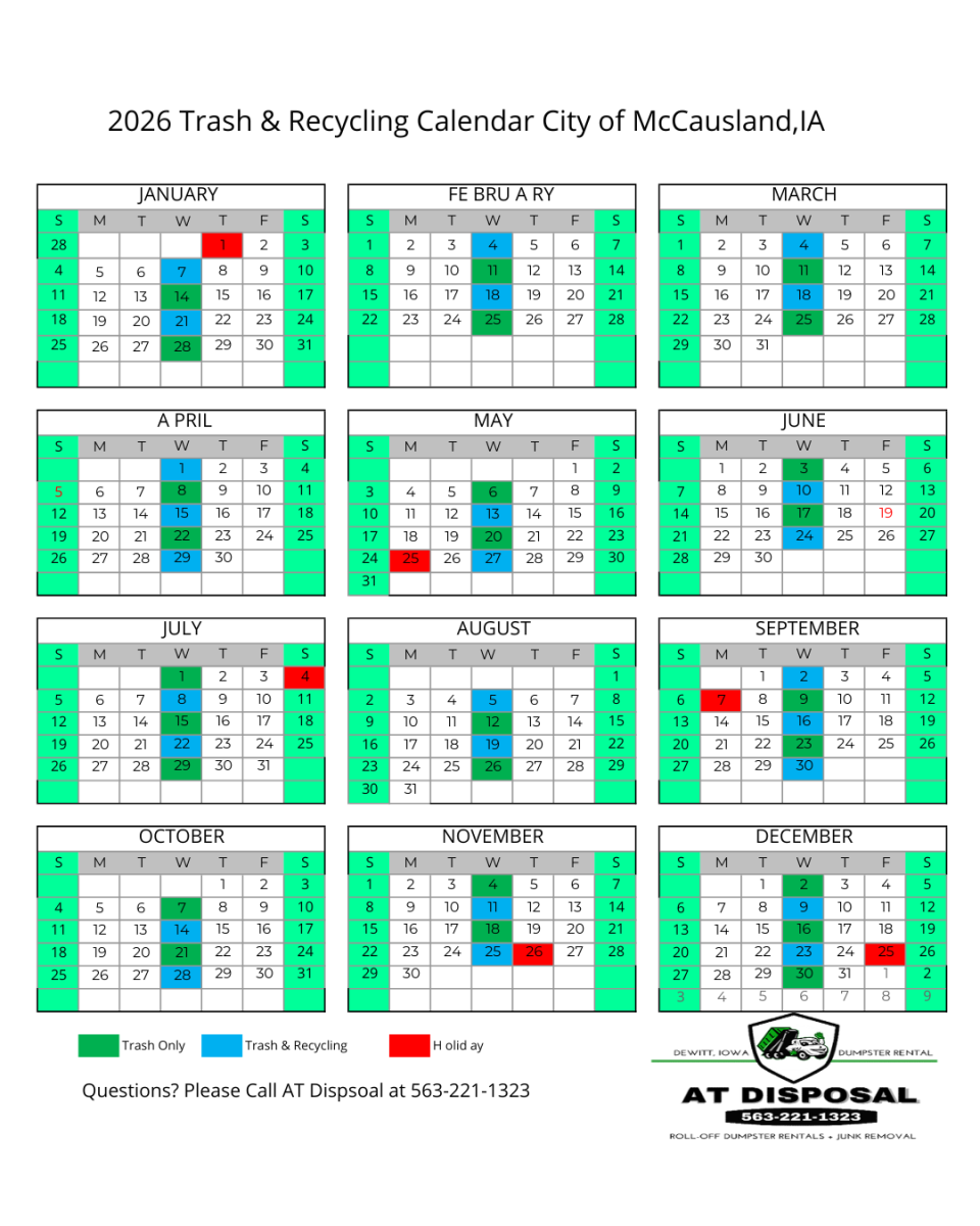 2026 Trash & Recycling Schedule
